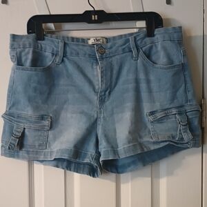 YMI Junior Size 13/31 Light Blue Denim Cargo Shorts